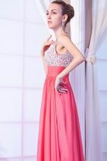 Cheap Spaghetti Straps Pink Dress Evening Party Wear