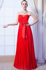 Sleeveless Scarlet Evening Dress With Bowknot Inexpensive