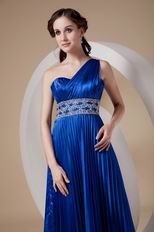 Cobalt Blue Evening Dresses One Shoulder Skirt With Split