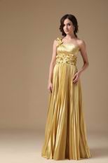 One Shoulder Golden Floor Length Best Evening Dress