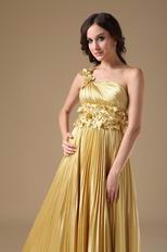 One Shoulder Golden Floor Length Best Evening Dress