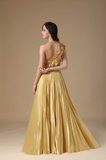 One Shoulder Golden Floor Length Best Evening Dress