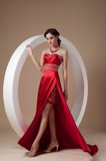 Classical Side Split Wine Red Special Ocassion Dress