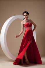 Classical Side Split Wine Red Special Ocassion Dress