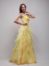 Daffodil Appliqued Ruffles Evening Dress For Women Wear