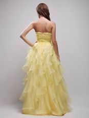 Daffodil Appliqued Ruffles Evening Dress For Women Wear