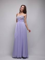 Strapless Lavender Chiffon Floor Length Evening Dress