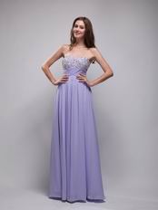 Strapless Lavender Chiffon Floor Length Evening Dress