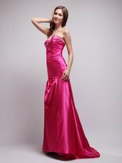 Rose Fuchsia Long A-line Evening Dress Affordable