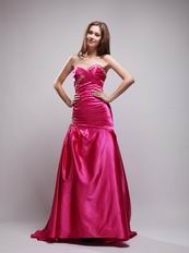 Rose Fuchsia Long A-line Evening Dress Affordable