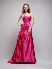 Rose Fuchsia Long A-line Evening Dress Affordable