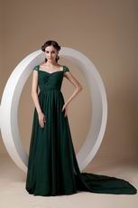 Cheap Watteau Train Dark Green Mother Of The Bride Dress