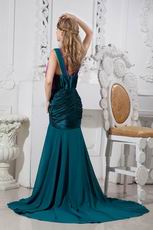 Unique V-Neck Colorful Purple And Dark Green Prom Dress Petite