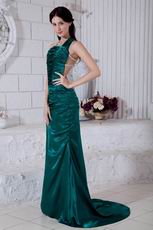 Unique Square Dark Green Backless Evening Dress