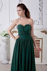 Sweep Dark Green Chiffon Floor Length Evening Dress