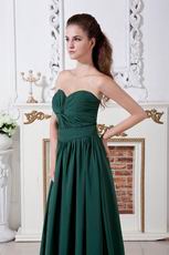 Sweep Dark Green Chiffon Floor Length Evening Dress