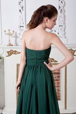 Sweep Dark Green Chiffon Floor Length Evening Dress