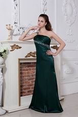 Backless One Shoulder Olive Green Pageant Evening Dress