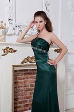 Backless One Shoulder Olive Green Pageant Evening Dress