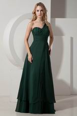 One Shoulder Dark Green Beautiful Evening Dress