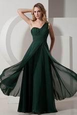 One Shoulder Dark Green Beautiful Evening Dress