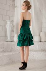 Dark Green Sweetheart Sheath Mini Taffeta Beaded Prom Dress