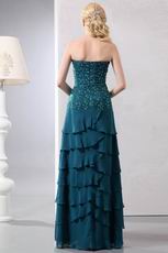 Beaded Lace Layers Skirt Peacock Blue Jacket Dress For Prom Wear