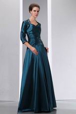 Spaghetti Straps Prussian Blue Bridal Mother Dress With Jacket