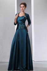 Spaghetti Straps Prussian Blue Bridal Mother Dress With Jacket