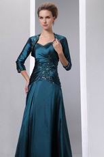 Spaghetti Straps Prussian Blue Bridal Mother Dress With Jacket