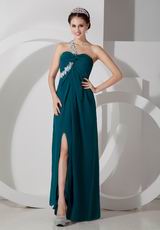 Dark Green One Shoulder Side Split Sexy Women Prom Dress