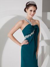 Dark Green One Shoulder Side Split Sexy Women Prom Dress