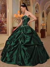 Hunter Green Beaded Strapless Evening Ball Gown For Women