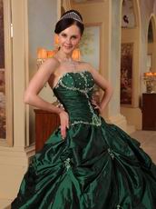 Hunter Green Beaded Strapless Evening Ball Gown For Women