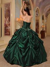 Hunter Green Beaded Strapless Evening Ball Gown For Women