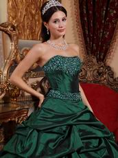 Dark Green Strapless Floor Length Ball Dress Military Party