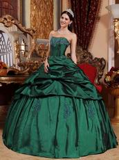 Dark Green Strapless Floor Length Ball Dress Military Party