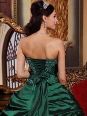 Dark Green Strapless Floor Length Ball Dress Military Party