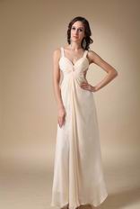 Sexy Straps Cross Back Bisque Chiffon Prom Party Dress