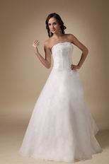 Basque Waist Floor-length White Organza Prom Dress