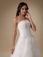 Basque Waist Floor-length White Organza Prom Dress