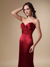 Sweetheart Column Wine Red Long Prom Dress Petite