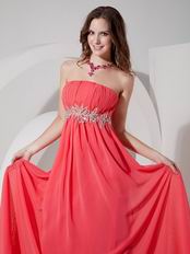 Strapless Ruched Watermelon Beautiful Prom Party Dress