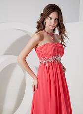 Strapless Ruched Watermelon Beautiful Prom Party Dress