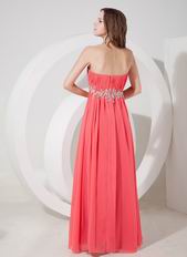 Strapless Ruched Watermelon Beautiful Prom Party Dress