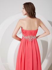 Strapless Ruched Watermelon Beautiful Prom Party Dress