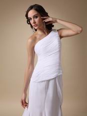 Elegant One Shoulder Long Side Split White Prom Dress