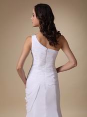 Elegant One Shoulder Long Side Split White Prom Dress