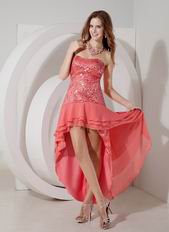 Top Designer Watermelon Sequin High-low Prom Dress on Sale