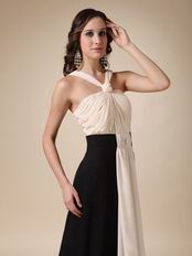 Front Split Skirt With Drapping V-neck Prom Dress